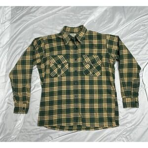 Vintage LL Bean Freeport Maine Womens 80's Flannel, Yellow Green Plaid, Size 16